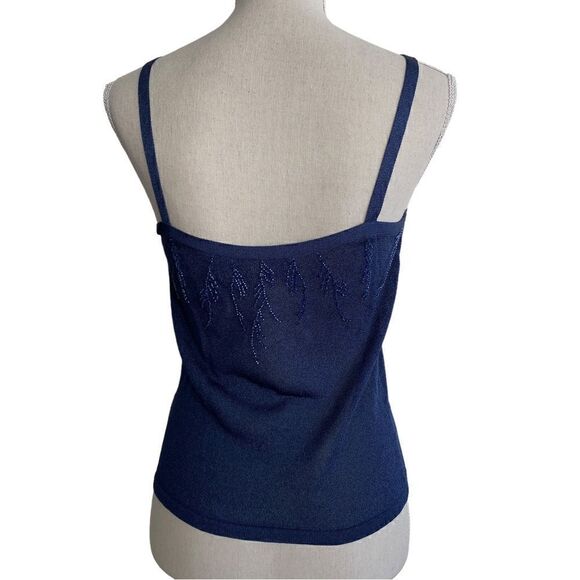 Dana Buchman Knit Beaded Blue Tank Top Size SP - Picture 2 of 7